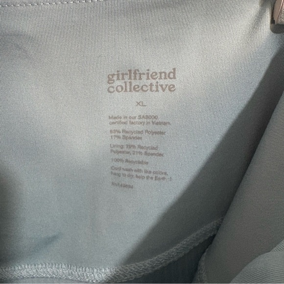 Girlfriend Collective Ribbed Biker Teal Shorts - Picture 3 of 3